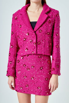 ENDLESS ROSE - Sequins Cropped Blazer - JACKETS available at Objectrare