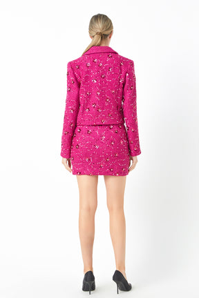 ENDLESS ROSE - Sequins Cropped Blazer - BLAZERS available at Objectrare