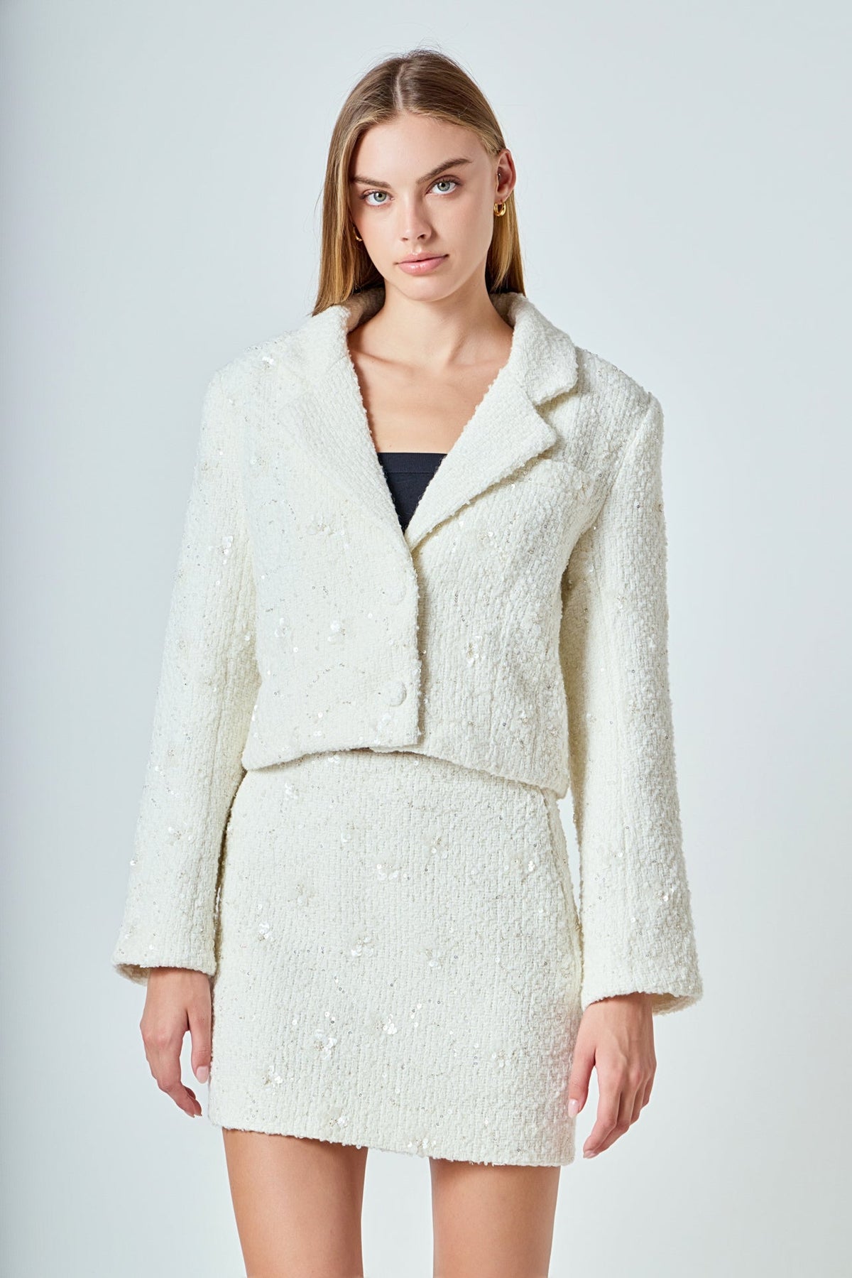 ENDLESS ROSE - Sequins Cropped Blazer - JACKETS available at Objectrare