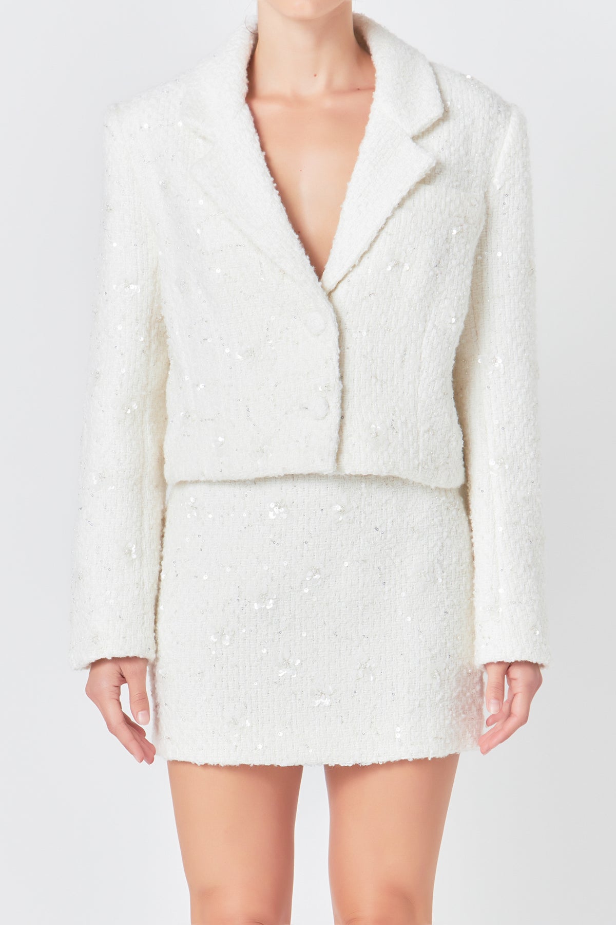 ENDLESS ROSE - Sequins Cropped Blazer - JACKETS available at Objectrare