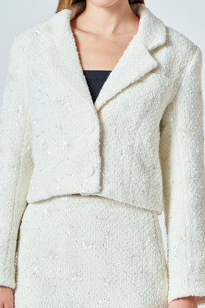 ENDLESS ROSE - Sequins Cropped Blazer - JACKETS available at Objectrare