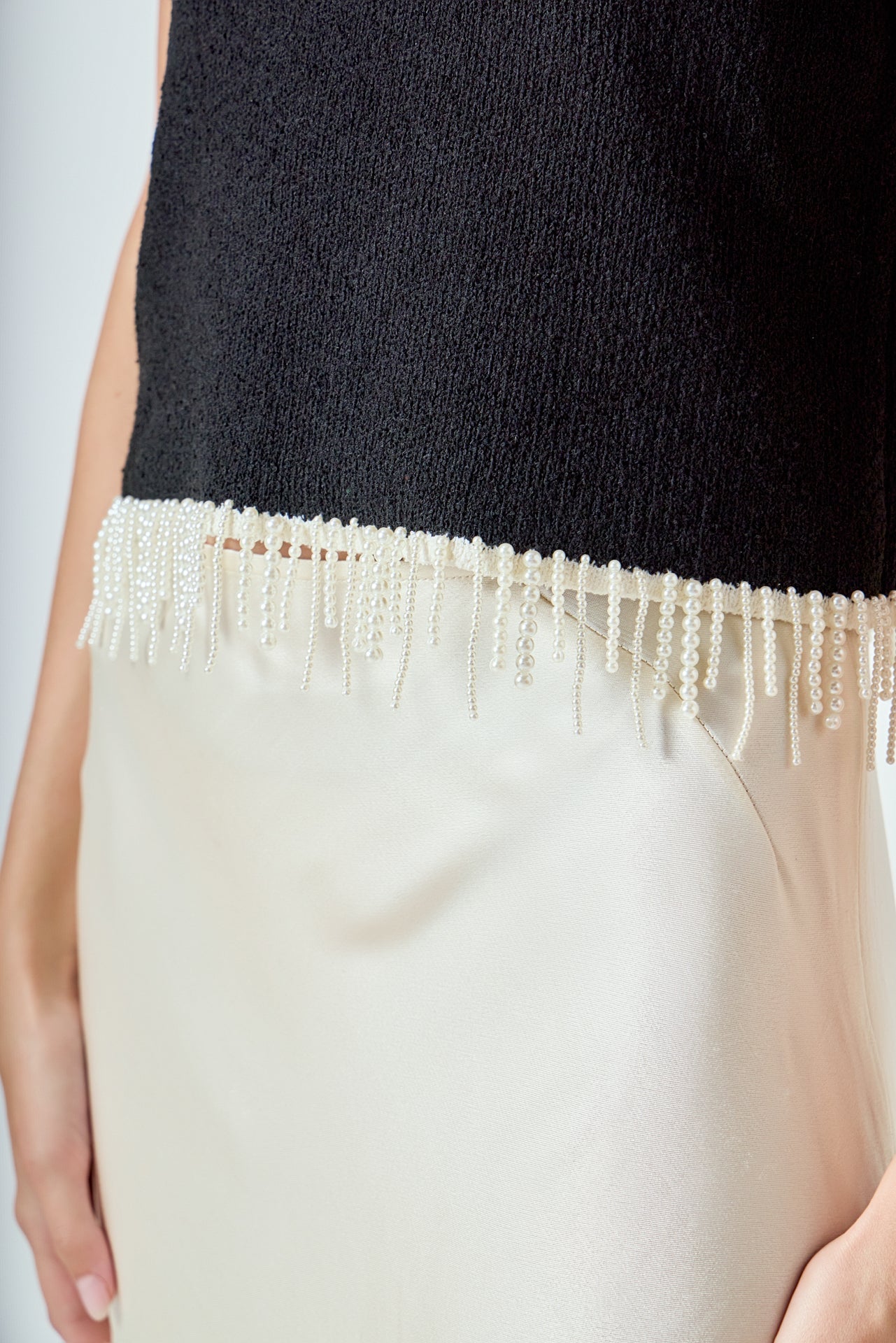 ENDLESS ROSE - Premium Pearl Trim Knit Top - TOPS available at Objectrare