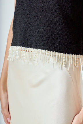 ENDLESS ROSE - Premium Pearl Trim Knit Top - TOPS available at Objectrare