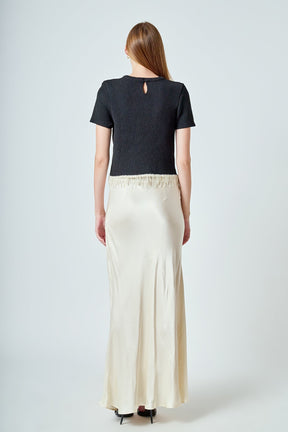 ENDLESS ROSE - Premium Pearl Trim Knit Top - TOPS available at Objectrare