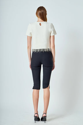 ENDLESS ROSE - Premium Pearl Trim Knit Top - TOPS available at Objectrare