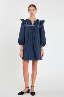 ENGLISH FACTORY - Contrast Embroidery Mini Dress - DRESSES available at Objectrare