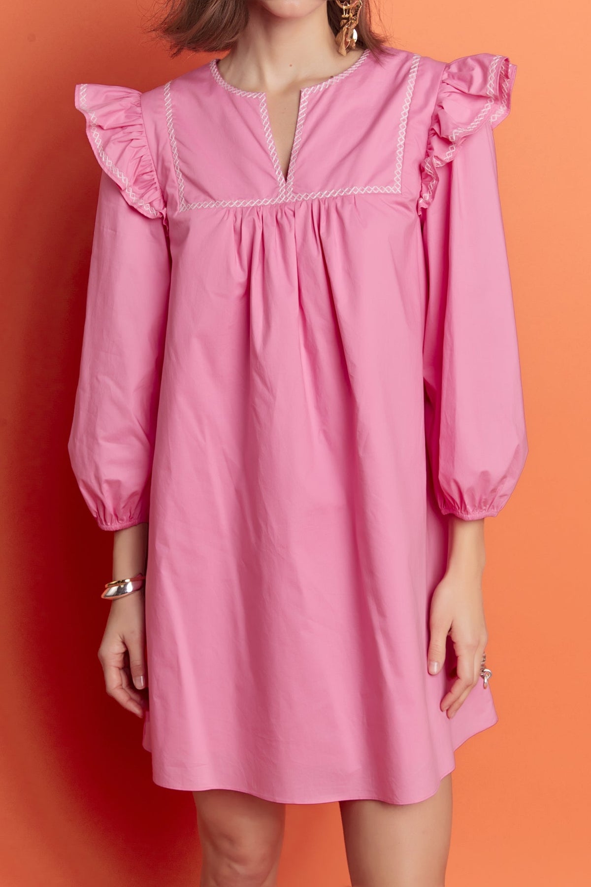 ENGLISH FACTORY - Contrast Embroidery Mini Dress - DRESSES available at Objectrare