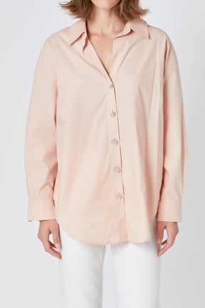 ENDLESS ROSE - Oversize Button Collared Shirt - SHIRTS & BLOUSES available at Objectrare