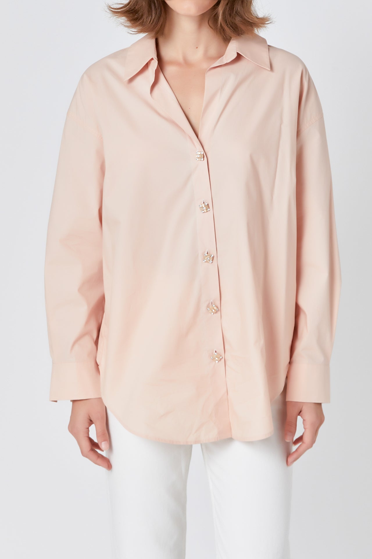 ENDLESS ROSE - Endless Rose - Oversize Button Collared Shirt - SHIRTS & BLOUSES available at Objectrare