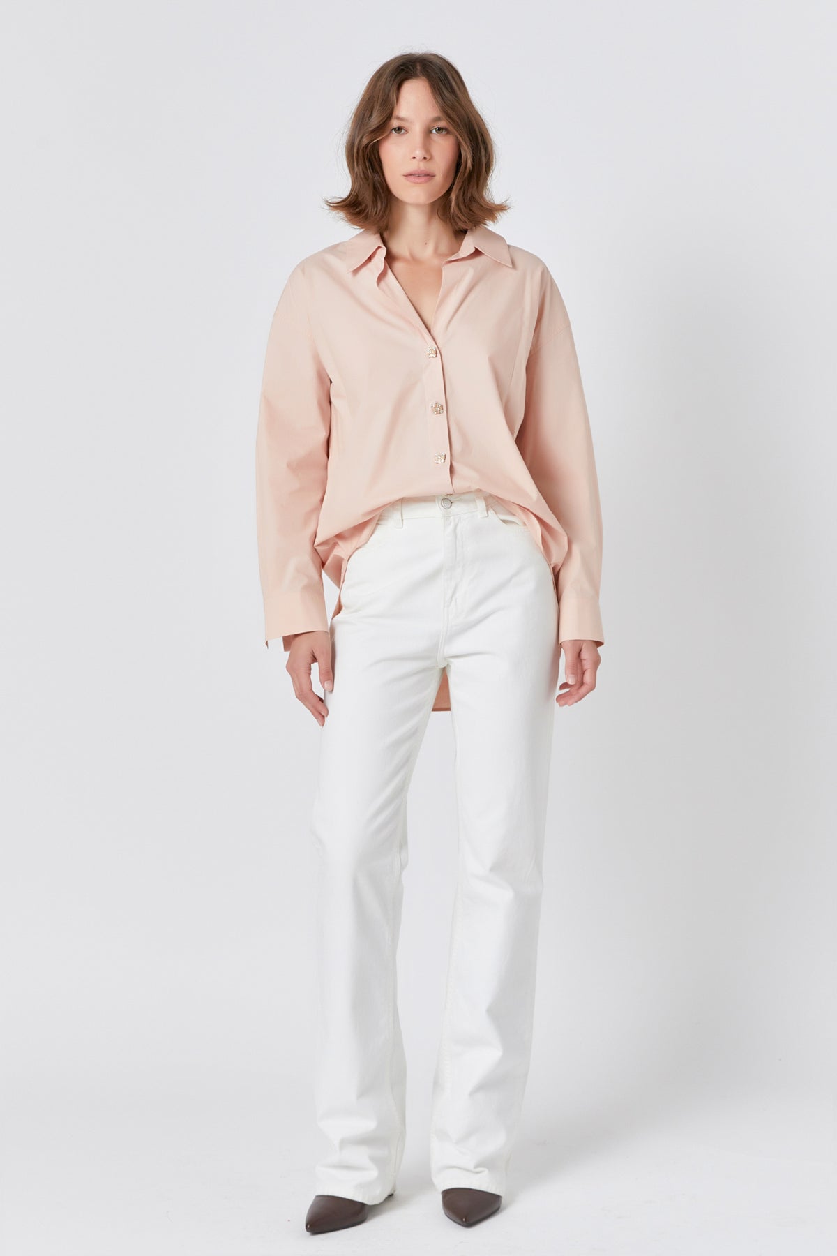 ENDLESS ROSE - Oversize Button Collared Shirt - SHIRTS & BLOUSES available at Objectrare