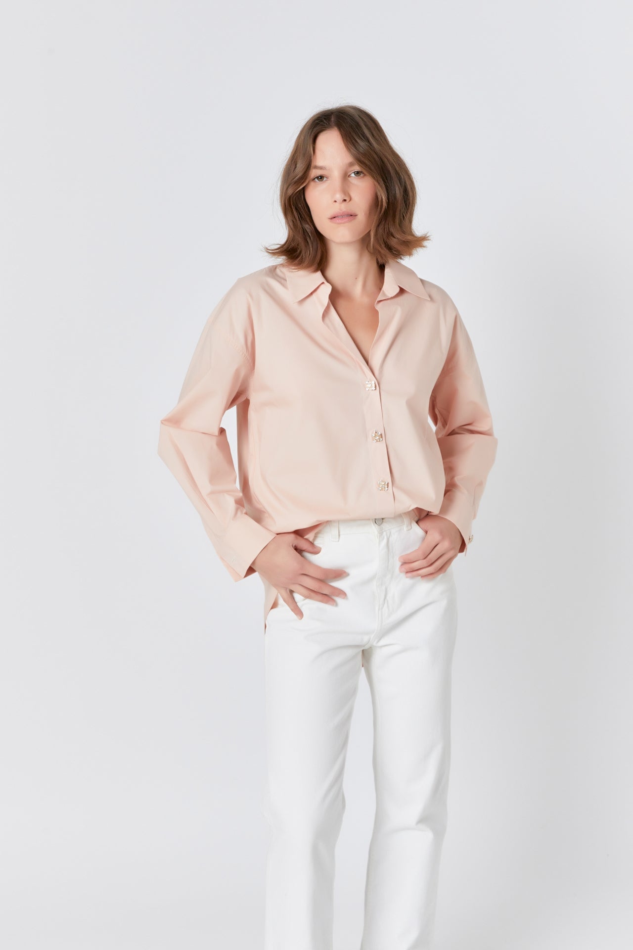 ENDLESS ROSE - Endless Rose - Oversize Button Collared Shirt - SHIRTS & BLOUSES available at Objectrare