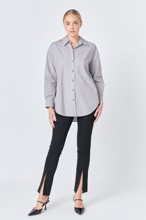 ENDLESS ROSE - Oversize Button Collared Shirt - SHIRTS & BLOUSES available at Objectrare