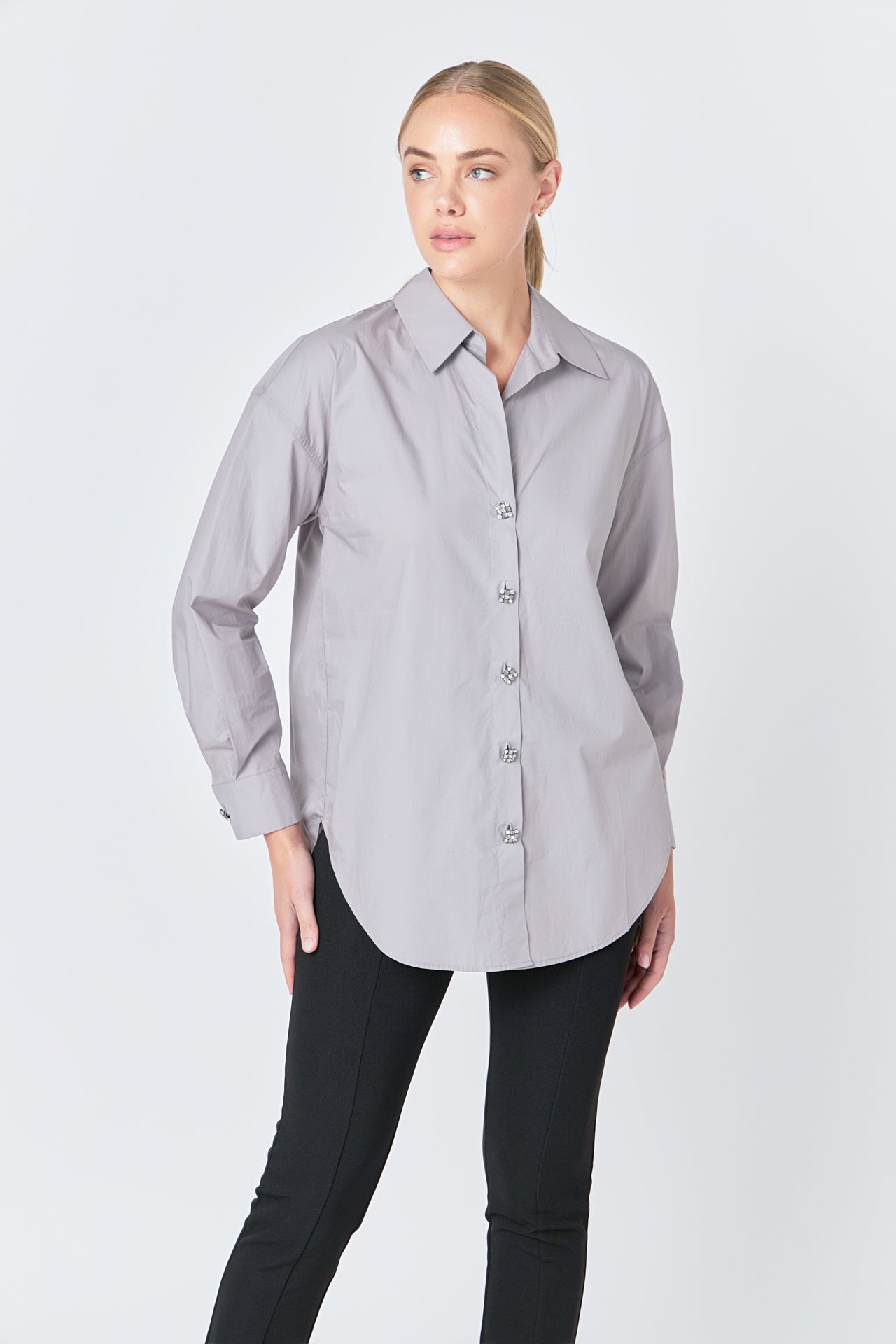 ENDLESS ROSE - Oversize Button Collared Shirt - SHIRTS & BLOUSES available at Objectrare