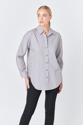 ENDLESS ROSE - Oversize Button Collared Shirt - SHIRTS & BLOUSES available at Objectrare