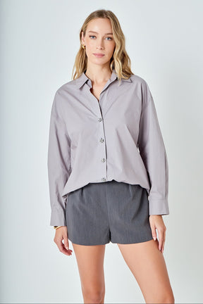ENDLESS ROSE - Oversize Button Collared Shirt - SHIRTS & BLOUSES available at Objectrare