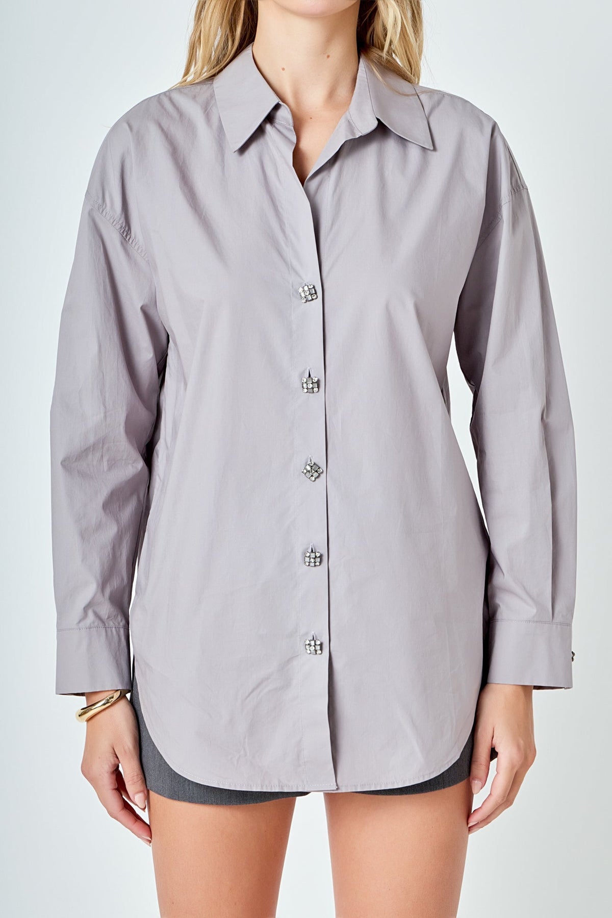 ENDLESS ROSE - Oversize Button Collared Shirt - SHIRTS & BLOUSES available at Objectrare