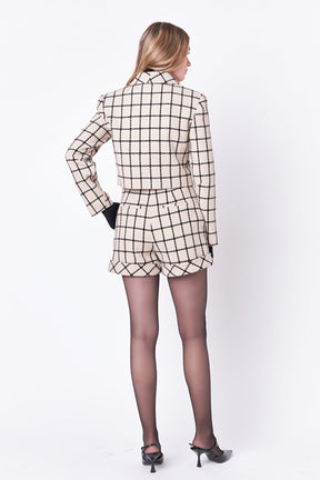 ENGLISH FACTORY - Plaid Cropped Blazer - BLAZERS available at Objectrare