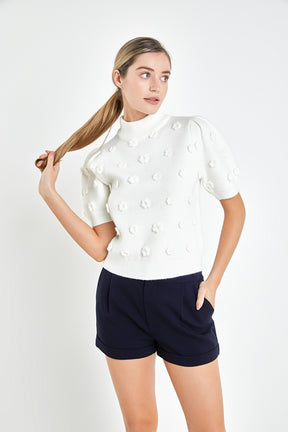ENGLISH FACTORY - Flower Pompom Sweater - SWEATERS & KNITS available at Objectrare