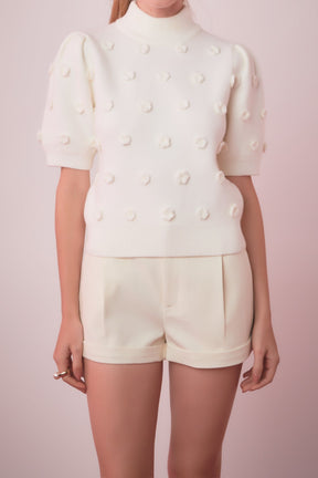 ENGLISH FACTORY - Flower Pompom Sweater - SWEATERS & KNITS available at Objectrare
