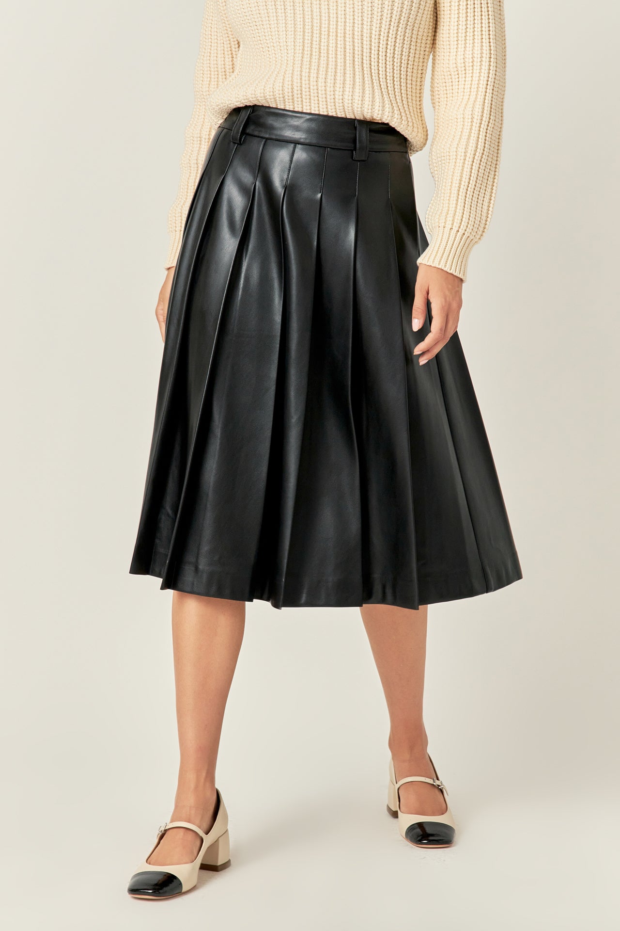 ENGLISH FACTORY - Plus Size Pleated Midi Skirt - SKIRTS available at Objectrare