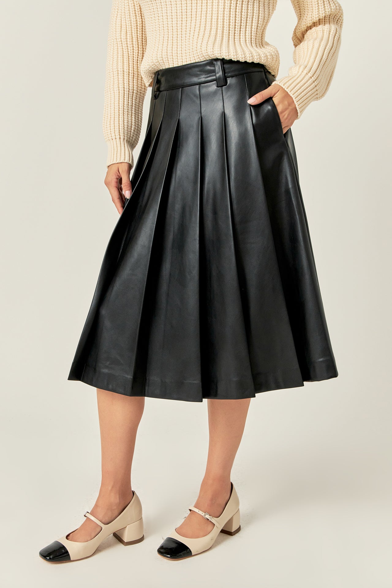 ENGLISH FACTORY - Pleated Midi Skirt - SKIRTS available at Objectrare