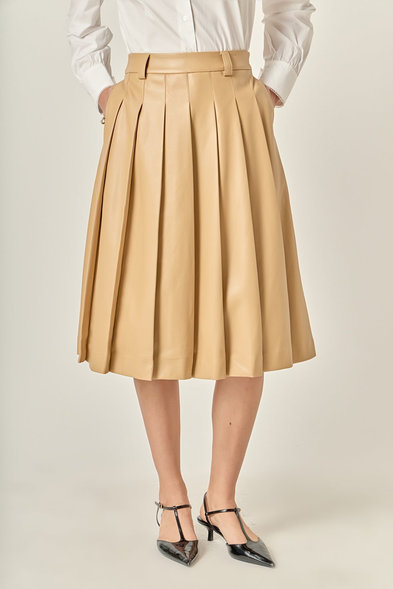 ENGLISH FACTORY - Pleated Midi Skirt - SKIRTS available at Objectrare