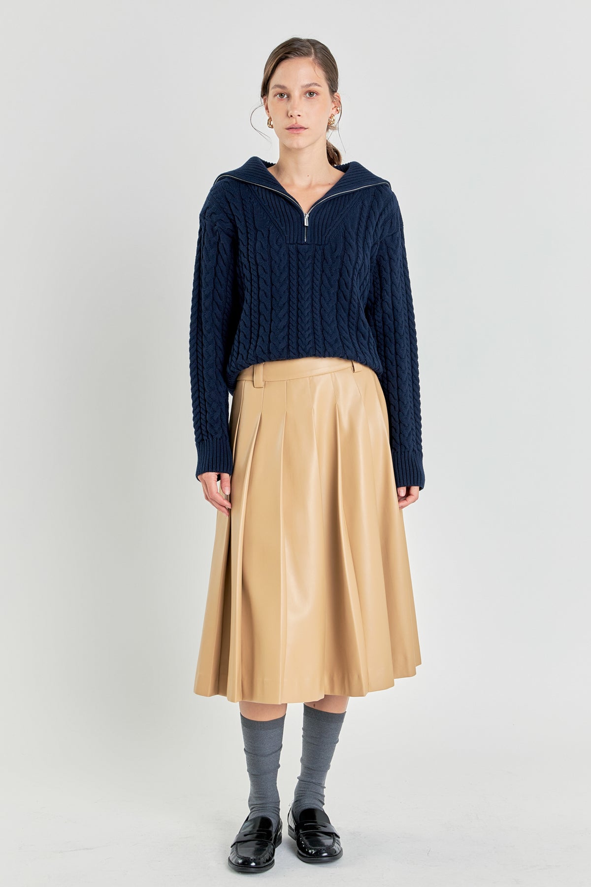 ENGLISH FACTORY - Pleated Midi Skirt - SKIRTS available at Objectrare