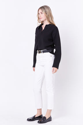 ENGLISH FACTORY - V-neckline with Collar Sweater - SWEATERS & KNITS available at Objectrare