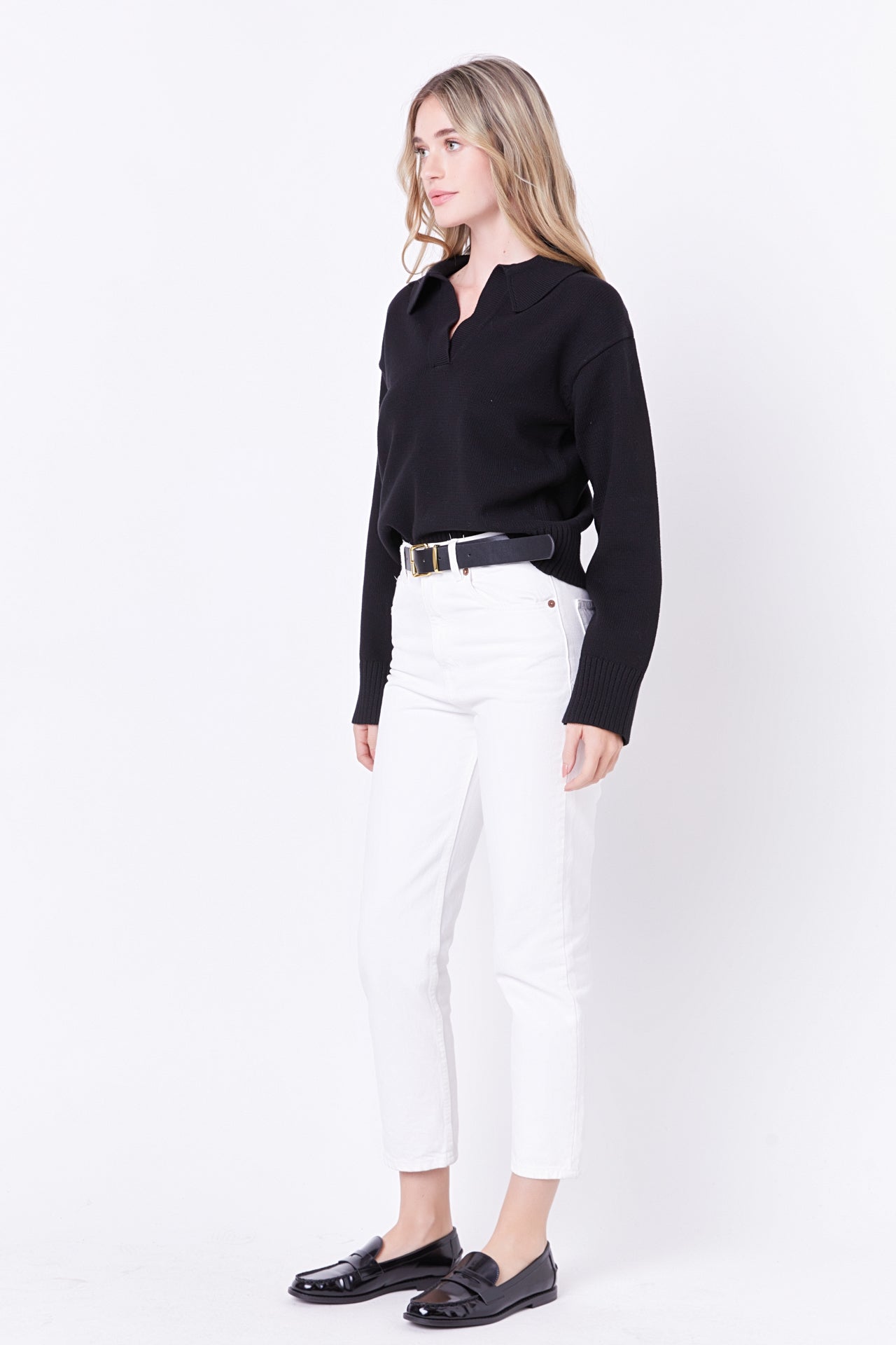 ENGLISH FACTORY - English Factory - V-neckline with Collar Sweater - SWEATERS & KNITS available at Objectrare