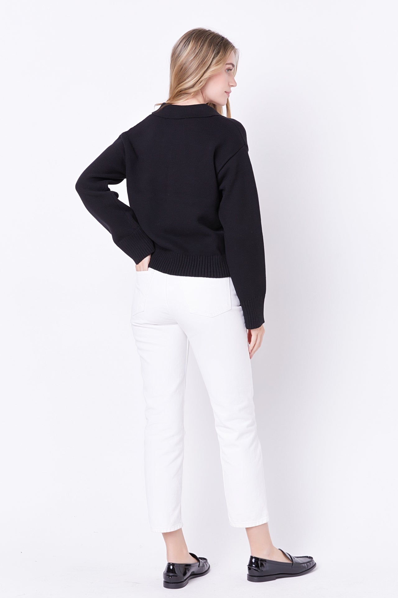 ENGLISH FACTORY - V-neckline with Collar Sweater - SWEATERS & KNITS available at Objectrare