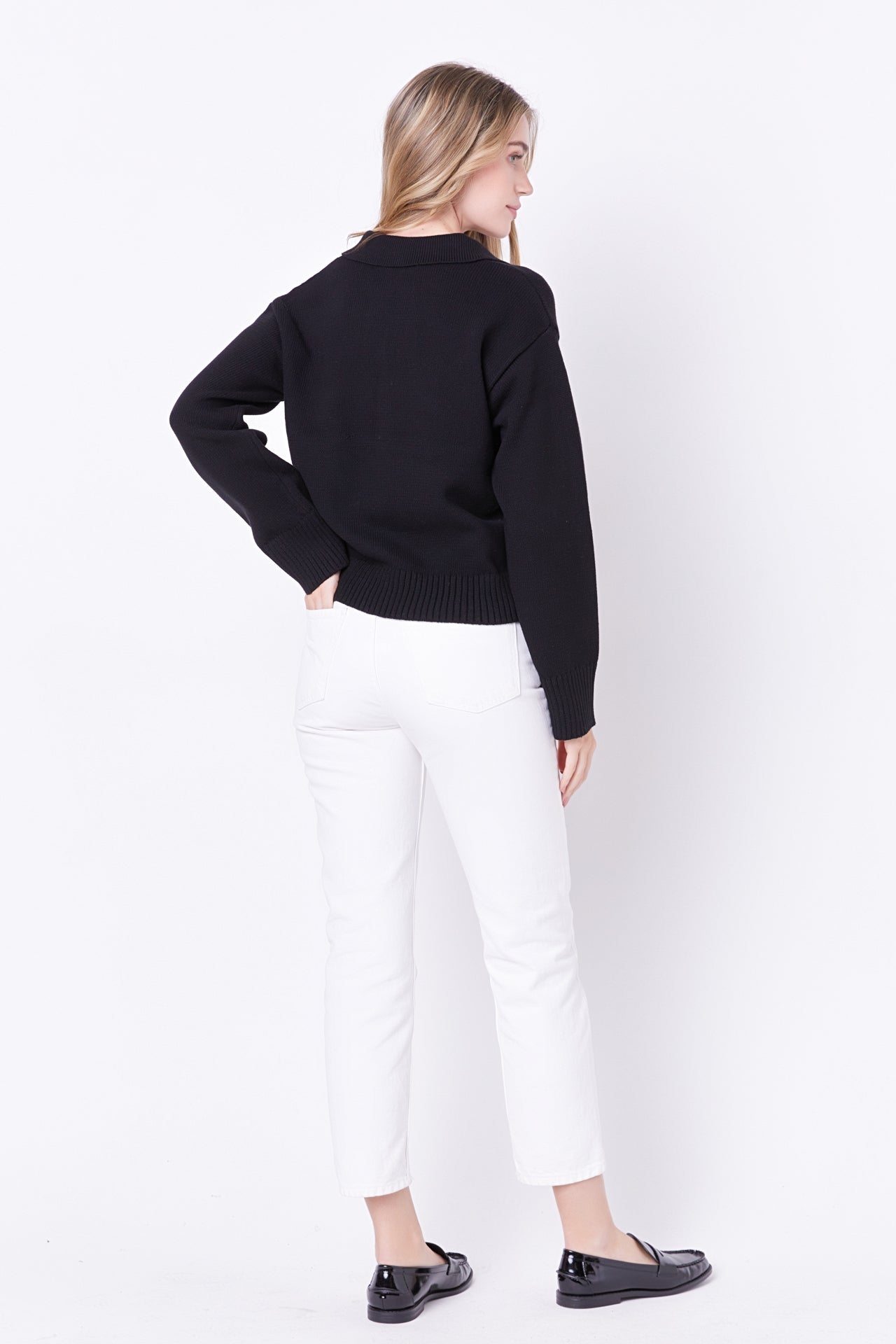 ENGLISH FACTORY - English Factory - V-neckline with Collar Sweater - SWEATERS & KNITS available at Objectrare