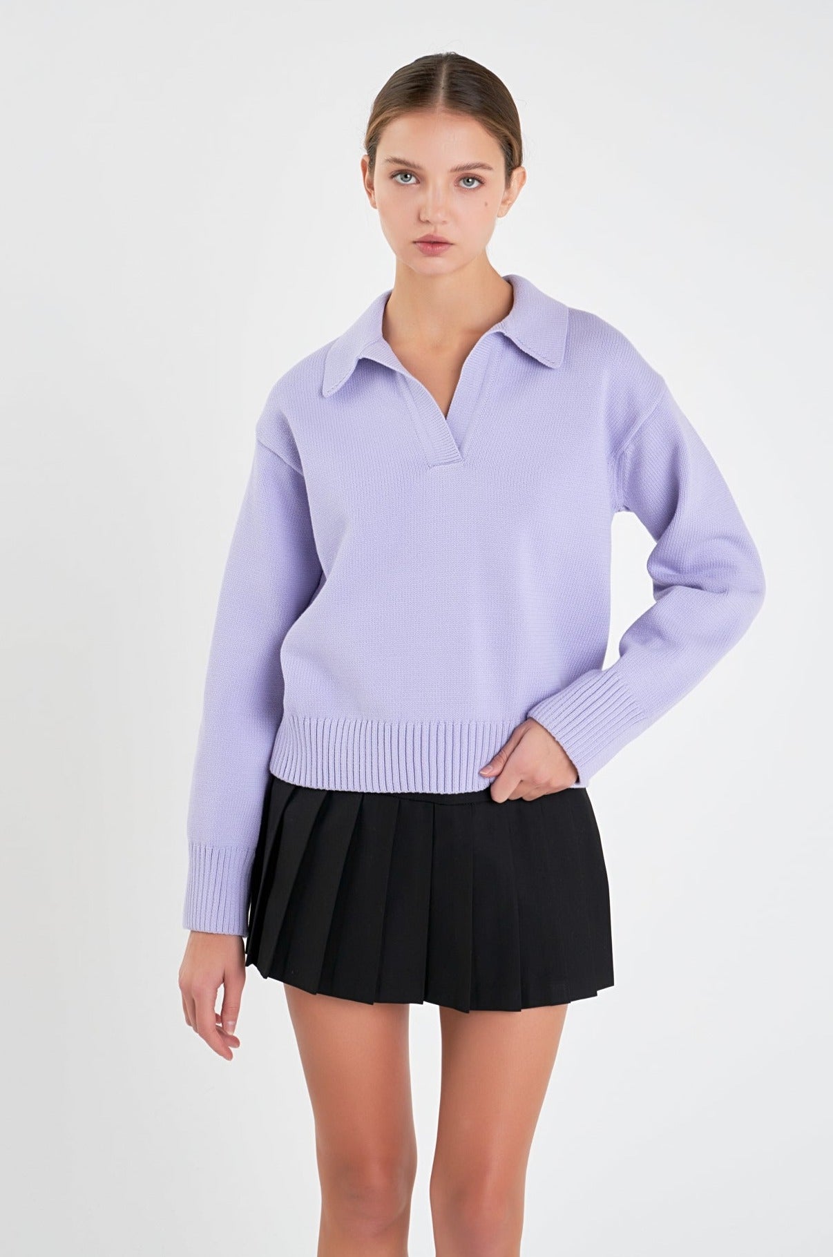 ENGLISH FACTORY - V-neckline with Collar Sweater - SWEATERS & KNITS available at Objectrare