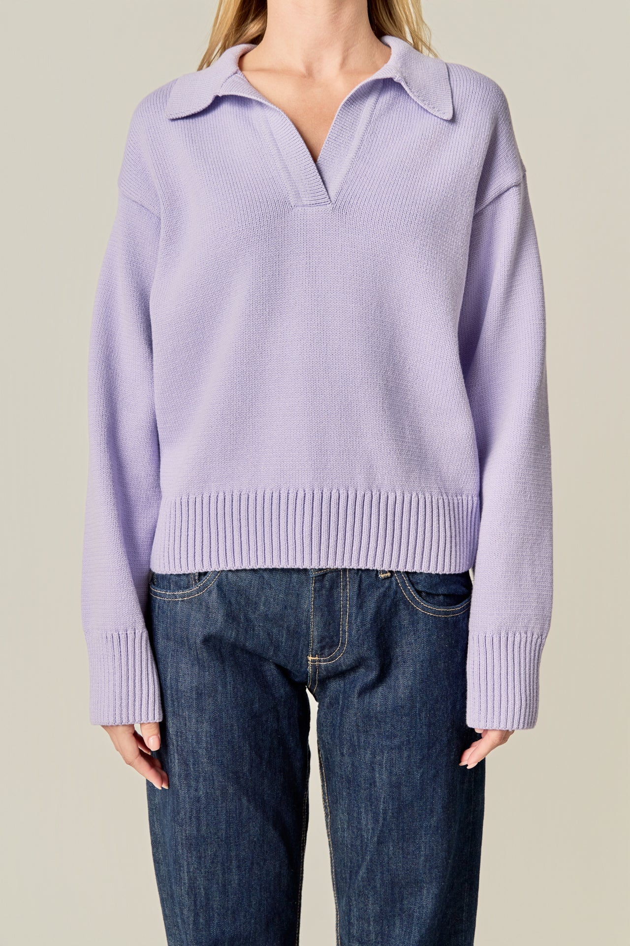 ENGLISH FACTORY - V-neckline with Collar Sweater - SWEATERS & KNITS available at Objectrare