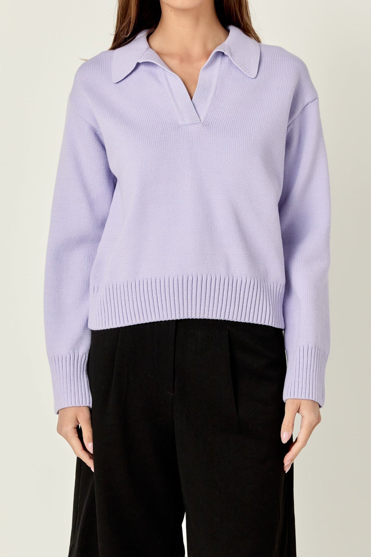 ENGLISH FACTORY - V-neckline with Collar Sweater - SWEATERS & KNITS available at Objectrare