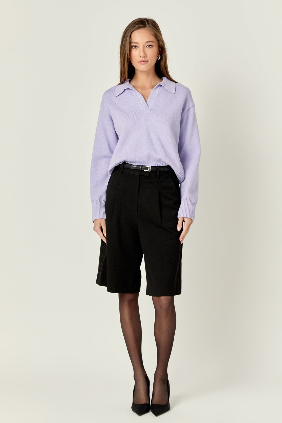 ENGLISH FACTORY - V-neckline with Collar Sweater - SWEATERS & KNITS available at Objectrare