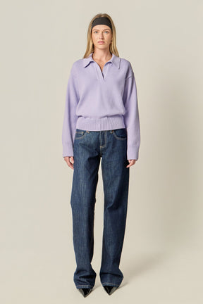 ENGLISH FACTORY - V-neckline with Collar Sweater - SWEATERS & KNITS available at Objectrare