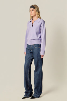 ENGLISH FACTORY - V-neckline with Collar Sweater - SWEATERS & KNITS available at Objectrare