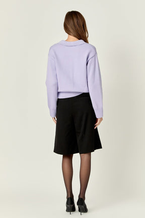 ENGLISH FACTORY - V-neckline with Collar Sweater - SWEATERS & KNITS available at Objectrare