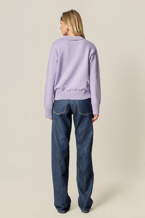 ENGLISH FACTORY - V-neckline with Collar Sweater - SWEATERS & KNITS available at Objectrare