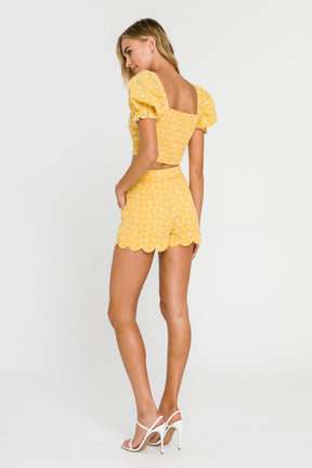 Eyelet Ruched Crop Top