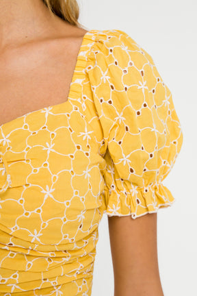 Eyelet Ruched Crop Top