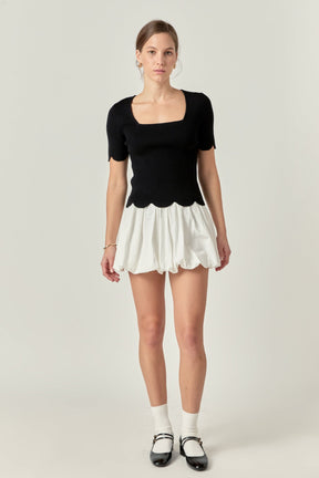 ENGLISH FACTORY - Scalloped Hem Square Neck Sweater - SWEATERS & KNITS available at Objectrare