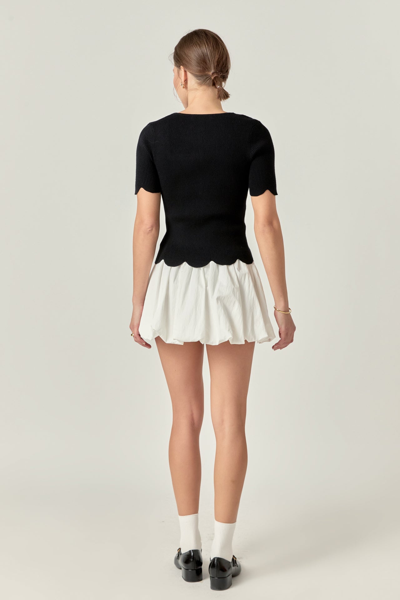 ENGLISH FACTORY - Scalloped Hem Square Neck Sweater - SWEATERS & KNITS available at Objectrare