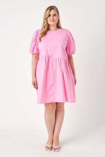 ENGLISH FACTORY - Plus Size Stretch Denim Mini Dress - DRESSES available at Objectrare