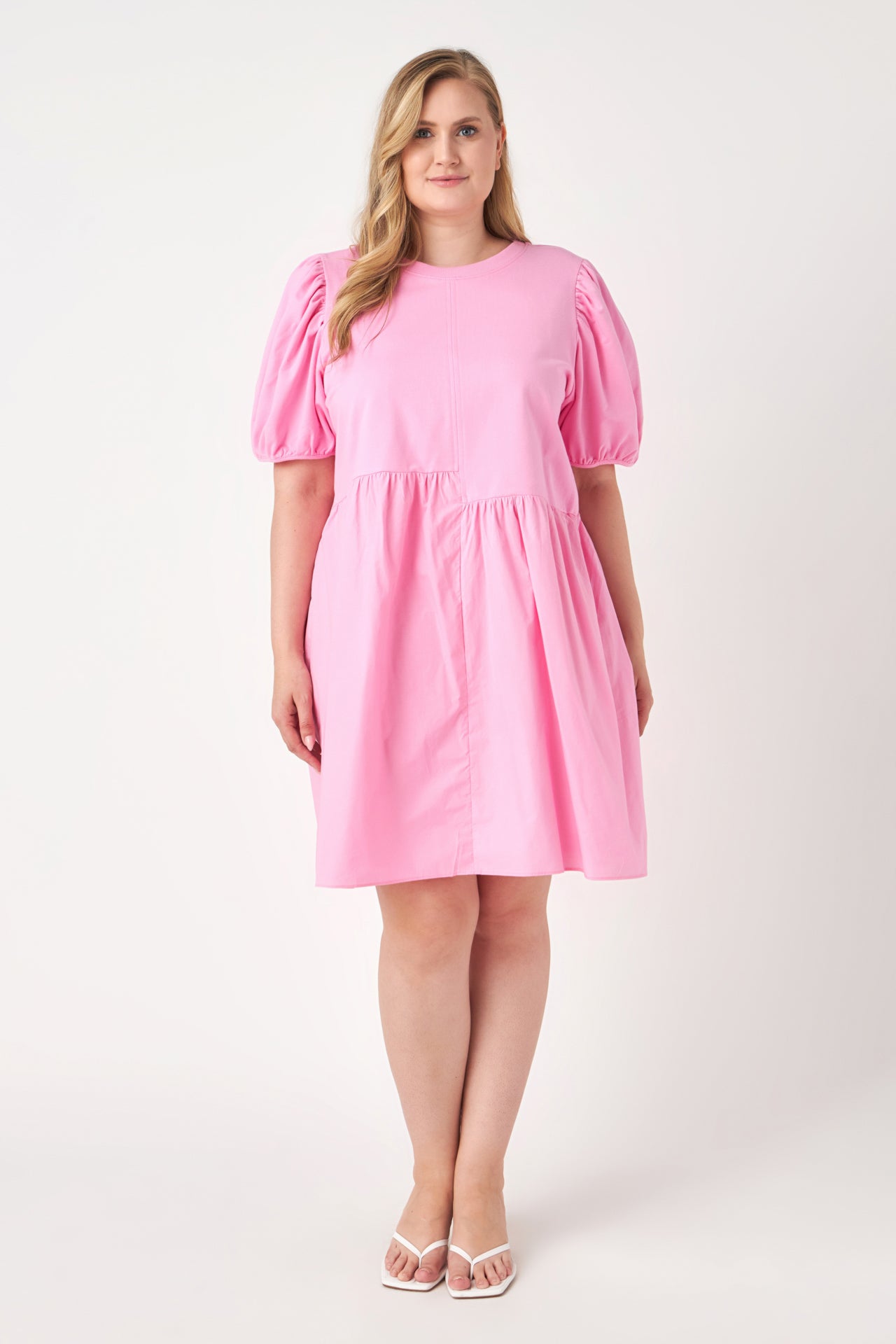 ENGLISH FACTORY - Knit Woven Mixed Dress Plus - DRESSES available at Objectrare