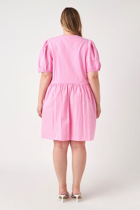 ENGLISH FACTORY - Plus Size Stretch Denim Mini Dress - DRESSES available at Objectrare