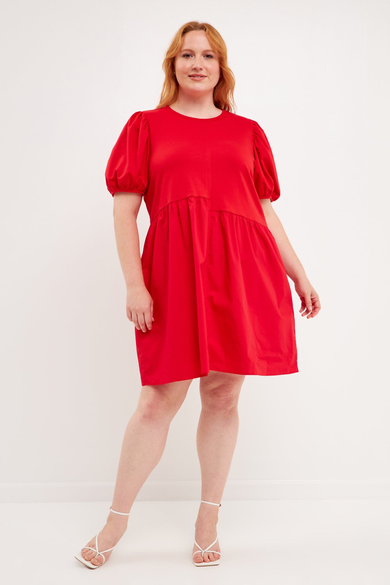 ENGLISH FACTORY - Knit Woven Mixed Dress Plus - DRESSES available at Objectrare