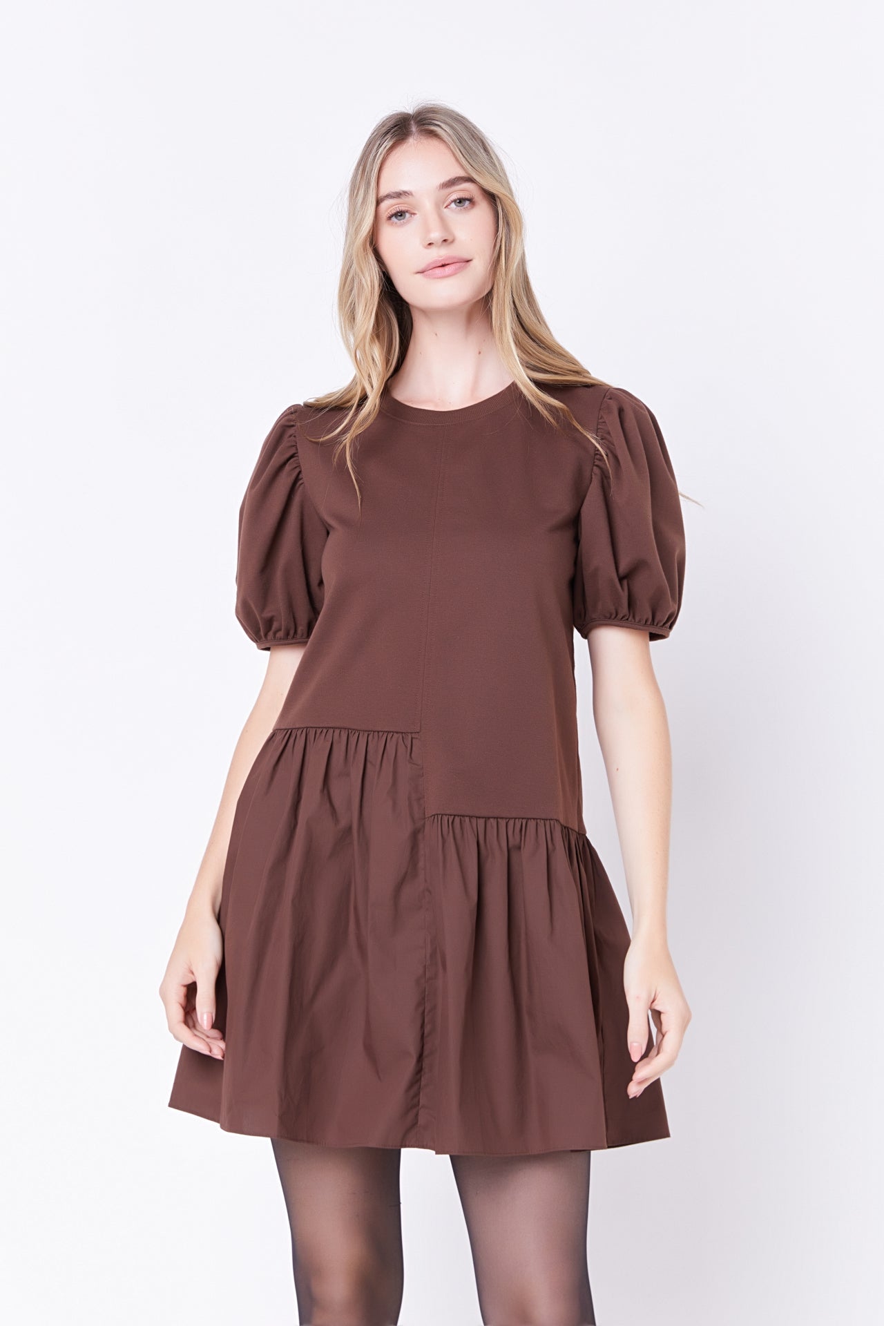 ENGLISH FACTORY - Knit Woven Mixed Dress - DRESSES available at Objectrare