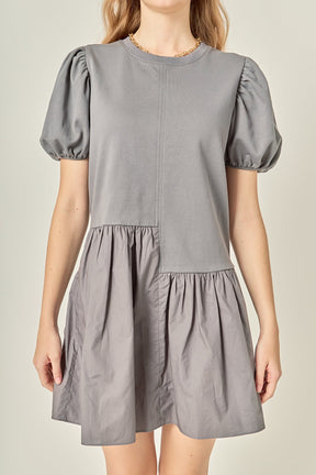 ENGLISH FACTORY - Knit Woven Mixed Dress - DRESSES available at Objectrare