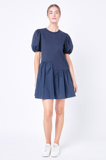 ENGLISH FACTORY - Knit Woven Mixed Dress Plus - DRESSES available at Objectrare